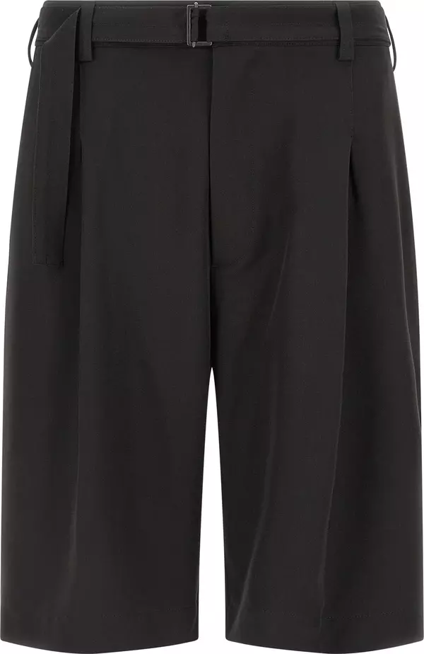 Black Polyester Bermuda Shorts