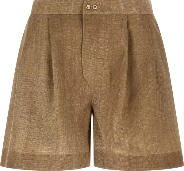 Beige Polyester Bermuda Shorts