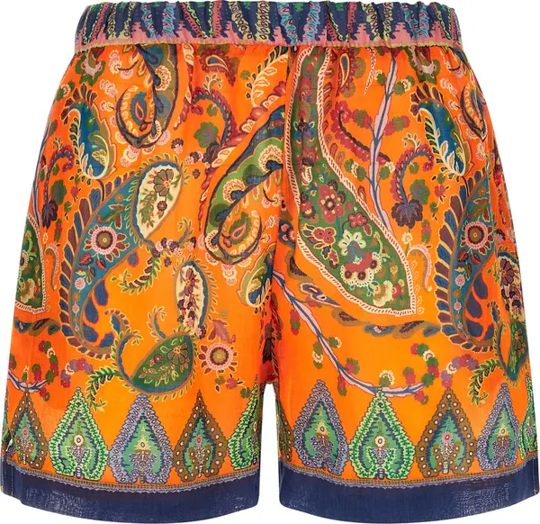 Orange Ramie Bermuda Shorts