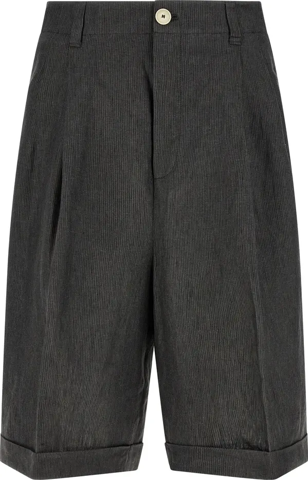 Gray Linen Bermuda Shorts