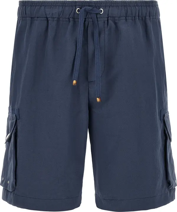 Blue Linen Bermuda Shorts