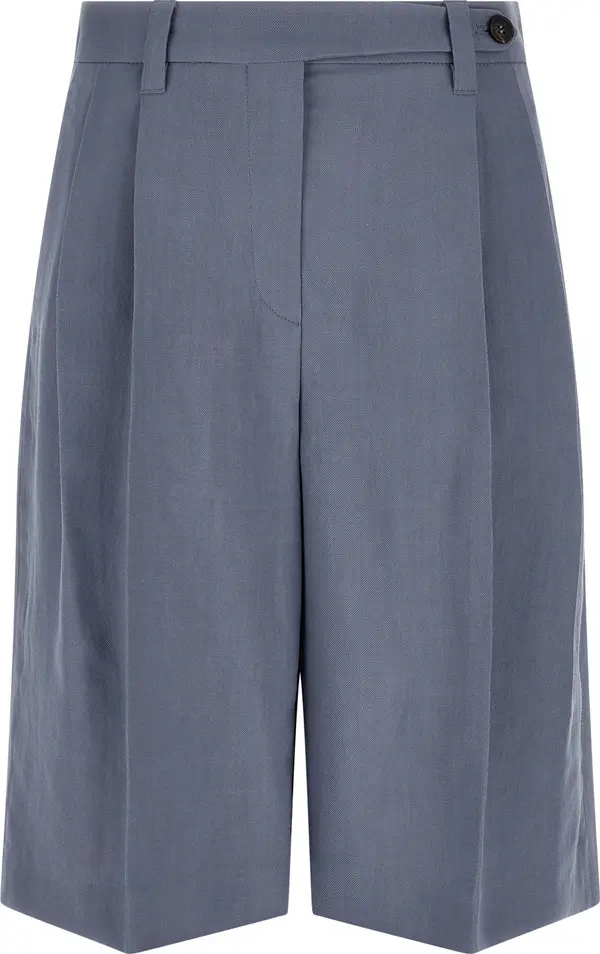 Blue Viscose Bermuda Shorts