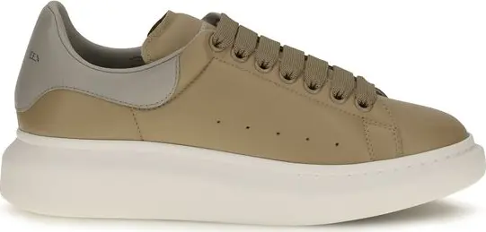 Beige Calf Leather Bos Taurus Platform Sneakers