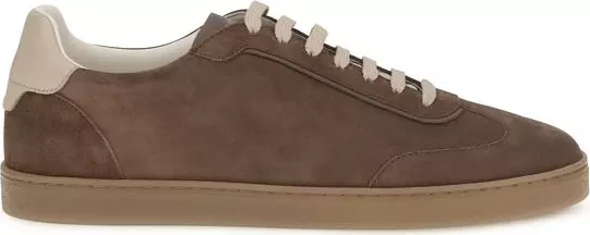 Beige Calf Leather Bos Taurus Low Top Sneakers