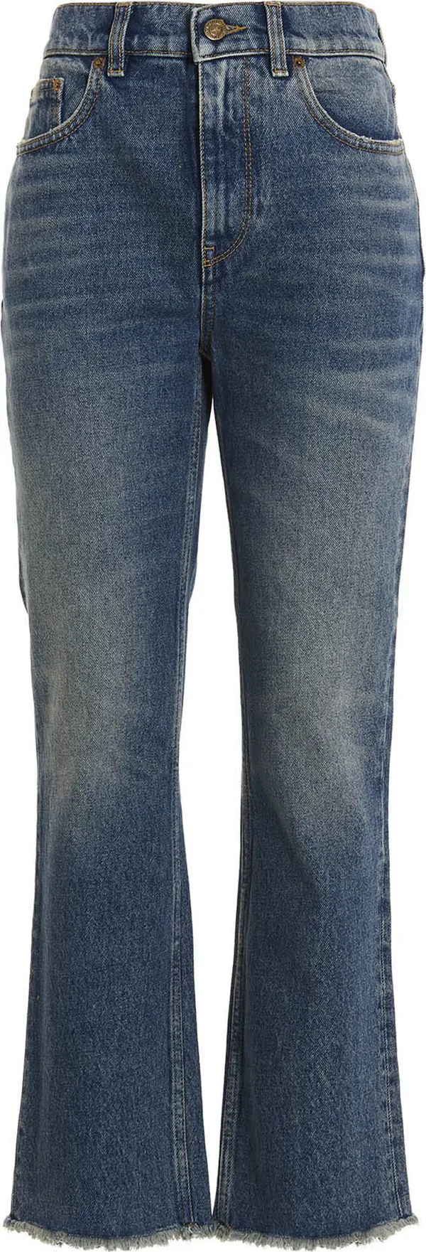 Blue Cotton Flared Jeans