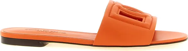 Orange Calfskin Slides