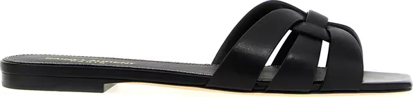 Black Calfskin Slides