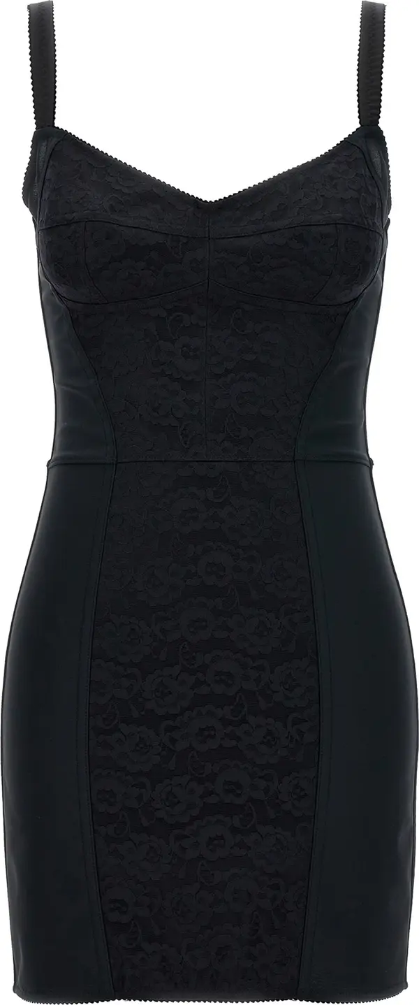 Black Polyester Short Dress
