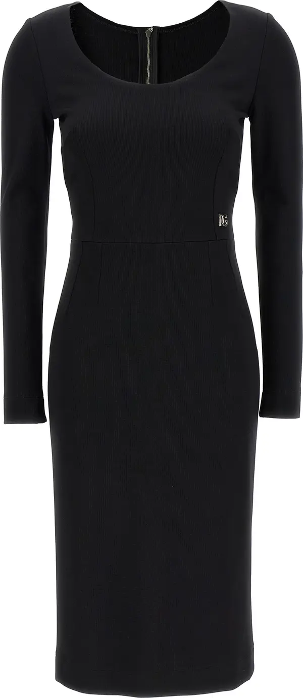 Black Viscose Midi Dress