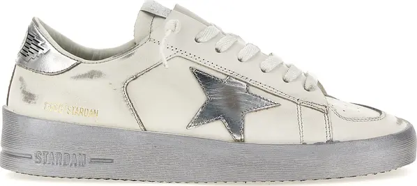 Silver Cowhide Athletic Sneakers