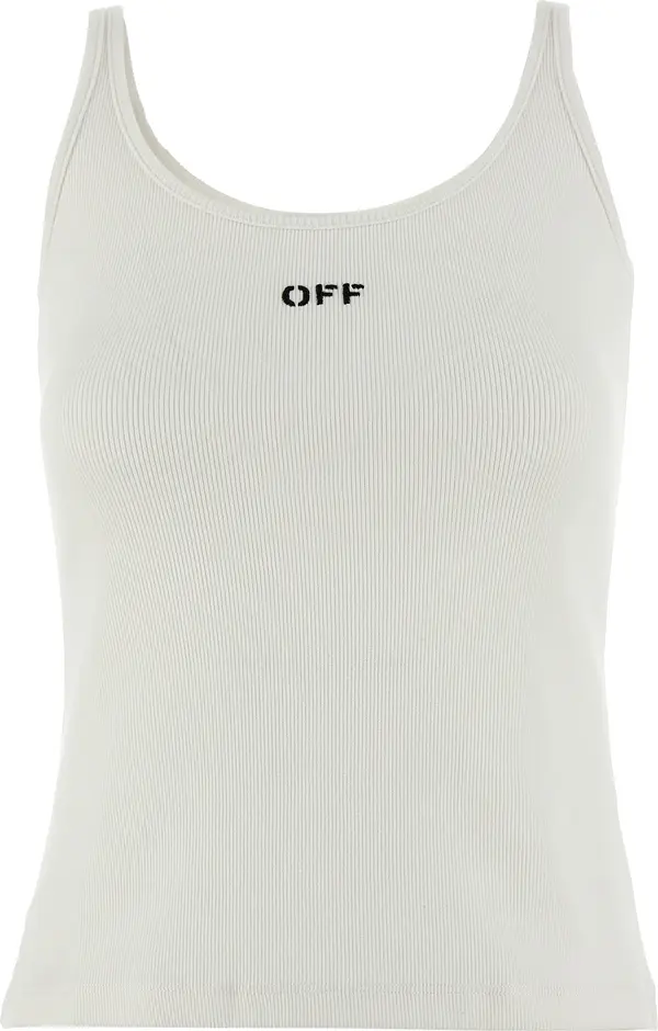 White Cotton Sleeveles T-Shirt