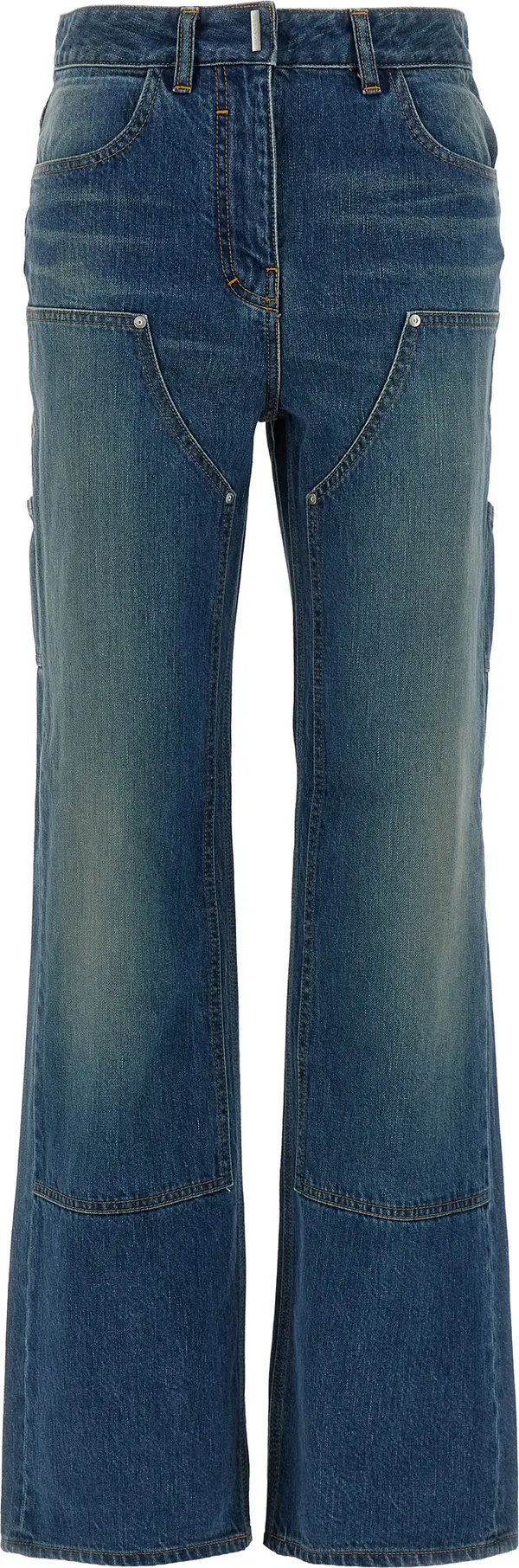 Blue Cotton Flared Jeans