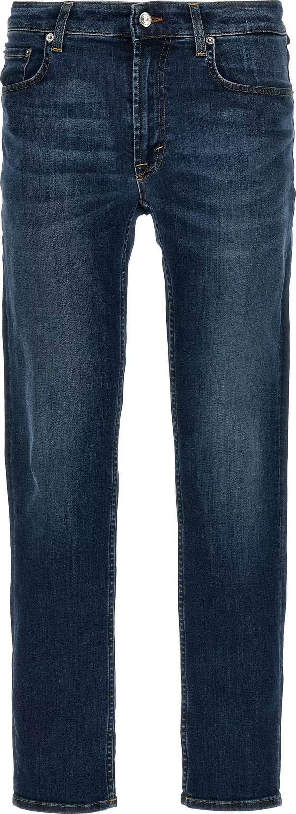 Blue Cotton Straight-Leg Jeans