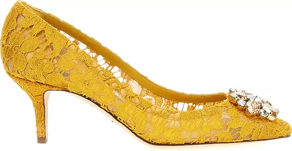 Bicolor Viscose Mid Heel Pumps