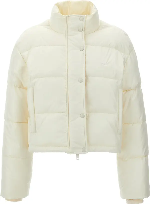 White Polyester Full-Length Jacket