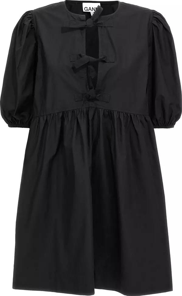 Black Cotton Short Dress