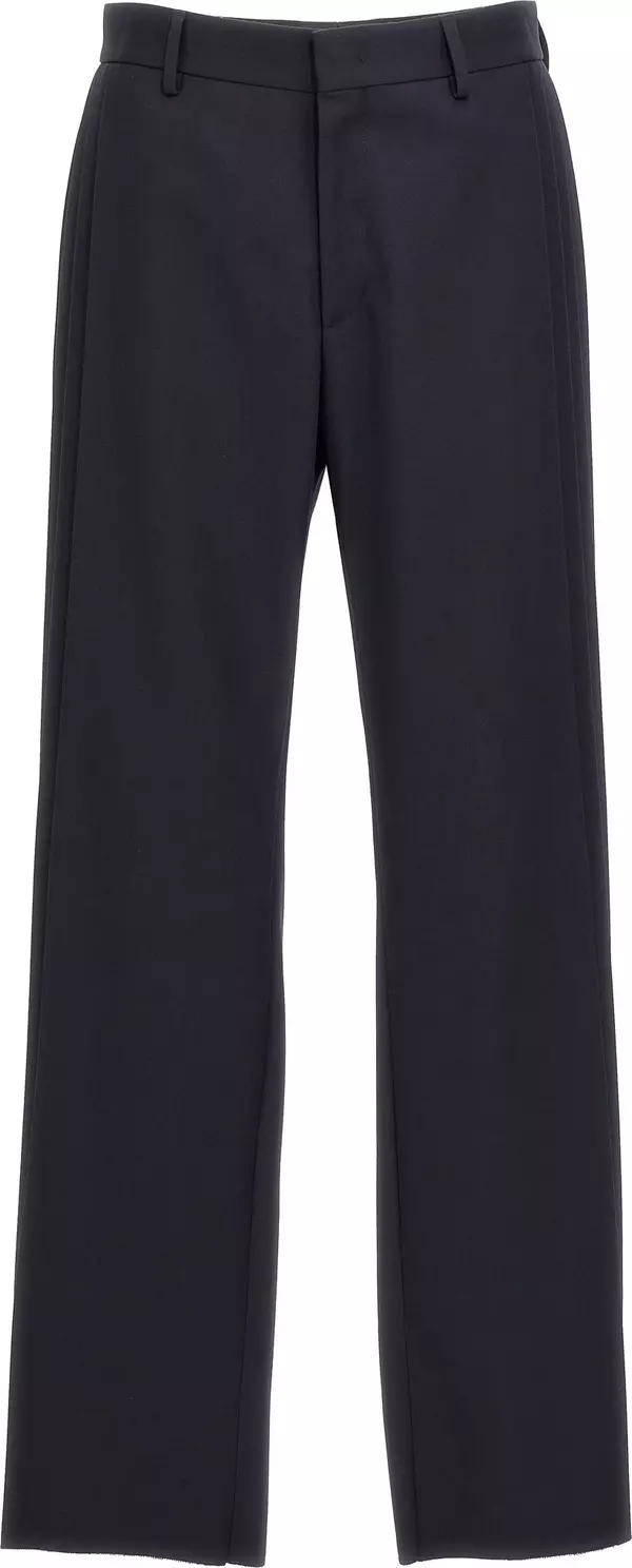 Blue Polyester Casual Pants