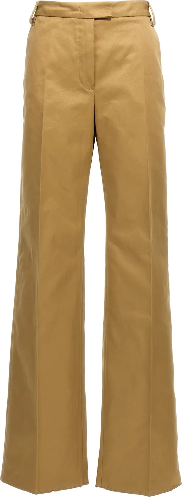 Beige Cotton Casual Pants