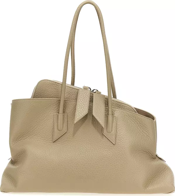 Beige Calfskin Shoulder Bag