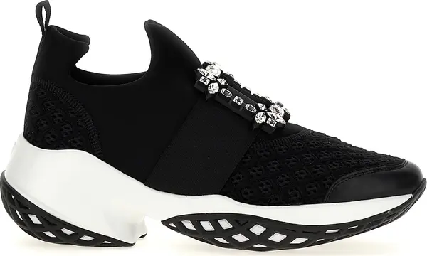 Black Polyester Athletic Sneakers