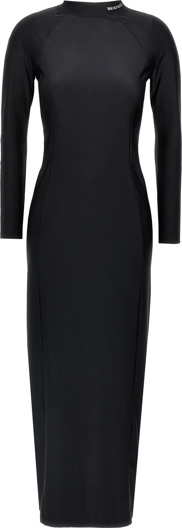 Black Nylon Midi Dress