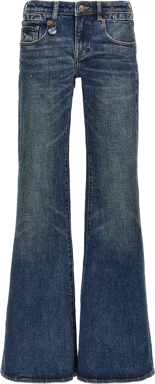 Blue Cotton Flared Jeans