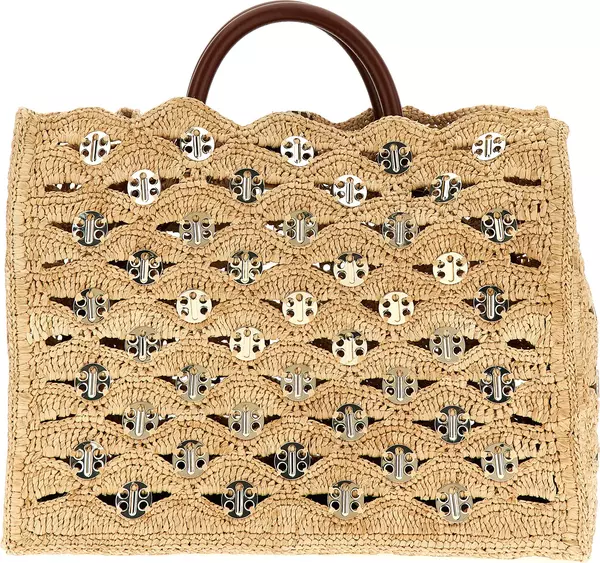 Beige Raffia Handbag