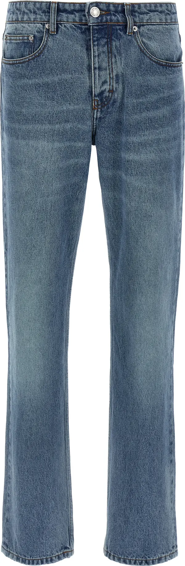 Blue Cotton Straight-Leg Jeans