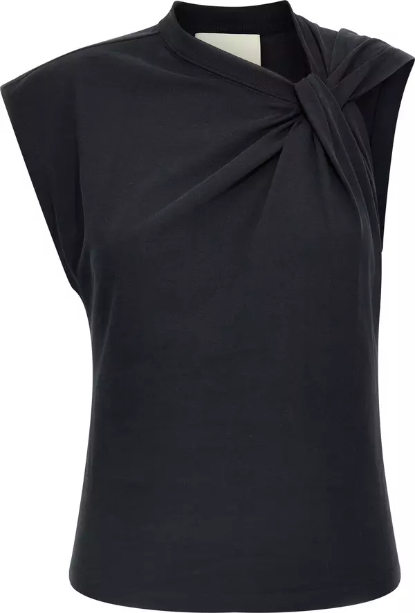 Black Cotton Sleeveles T-Shirt