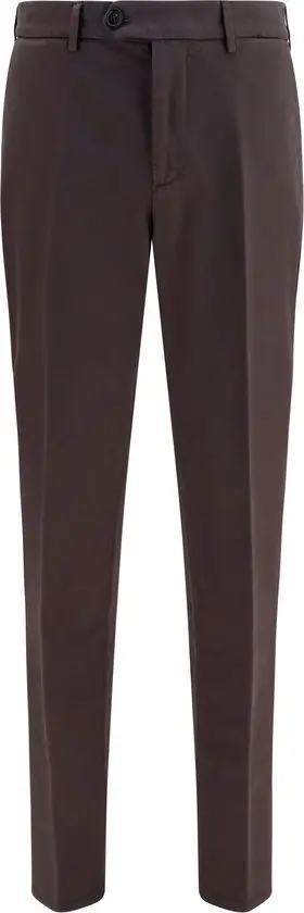 Brown Cotton Casual Pants