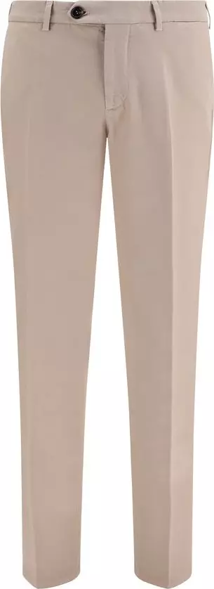 Beige Cotton Casual Pants