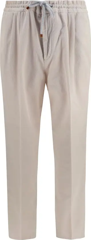 Beige Cotton Casual Pants