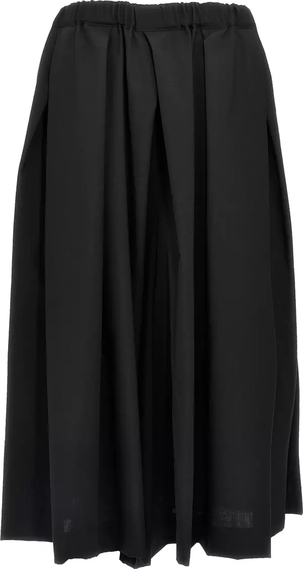 Black Wool Midi Skirt