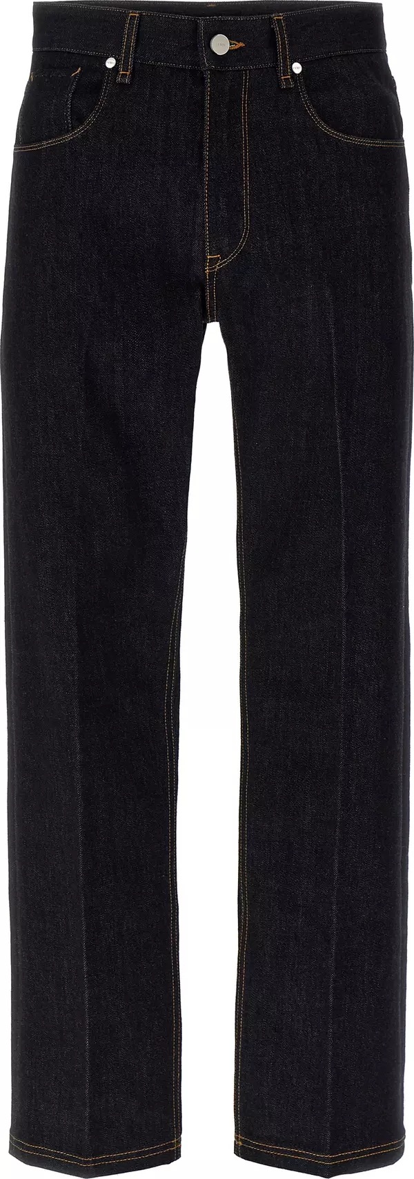 Blue Cotton Straight-Leg Jeans