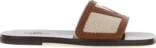Brown Cotton Slides