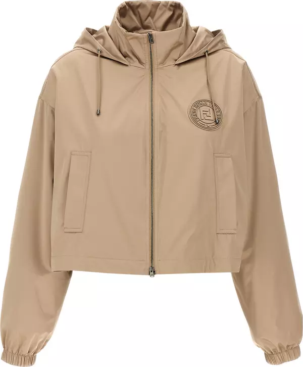 Brown Polyester Shell Jacket
