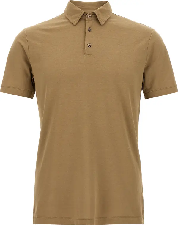 Beige Cotton Polo Shirt