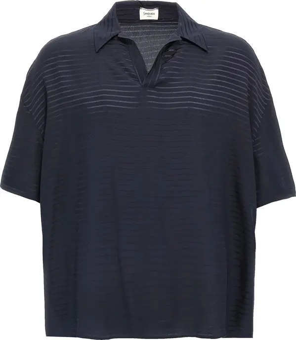 Blue Silk Polo Shirt