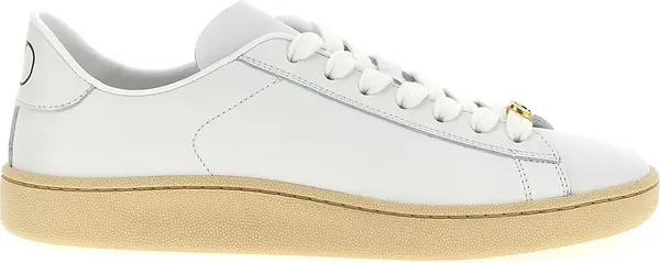 White Calfskin Low Top Sneakers