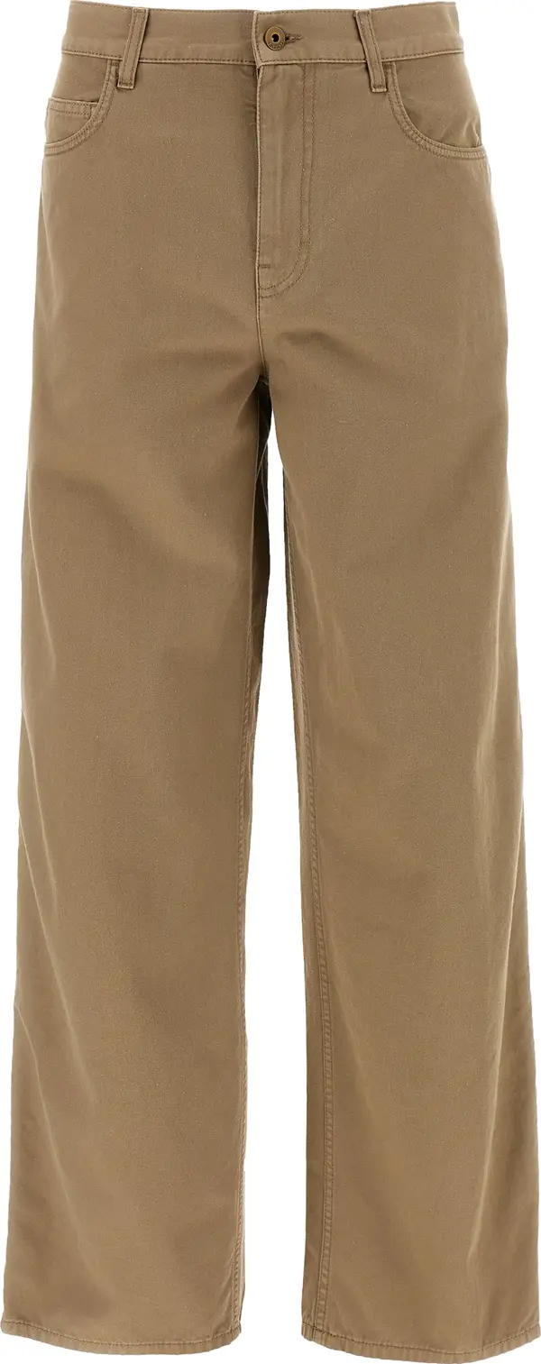 Beige Cotton Casual Pants