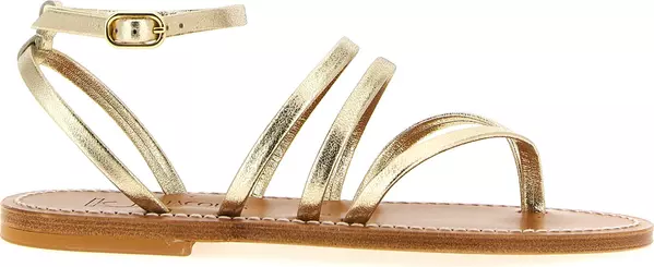 Gold Cowhide Flat Sandals
