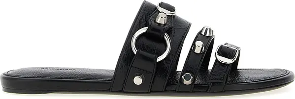 Black Lamb Leather Slides