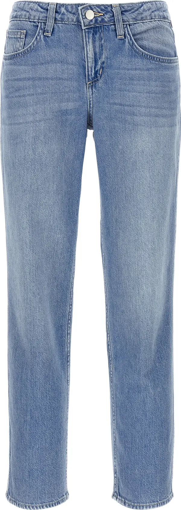 Blue Cotton Straight-Leg Jeans