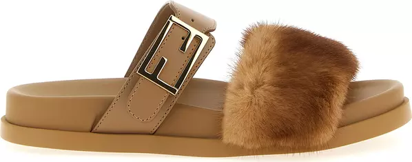 Brown Leather Slides