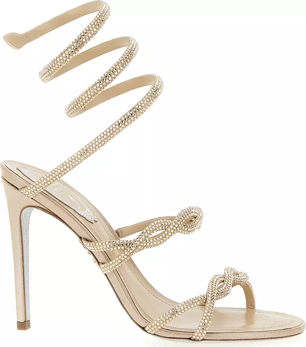 Beige Satin Stiletto Heel Sandals
