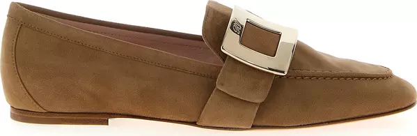 Beige Goatskin Slip-On Loafers