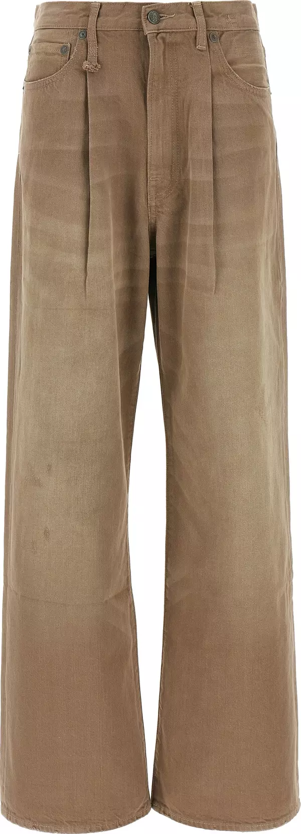 Brown Cotton High-Waisted Jean