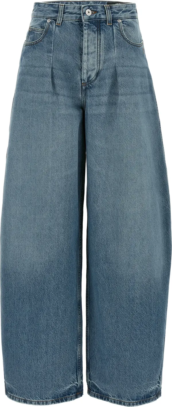 Blue Cotton High-Waisted Jean