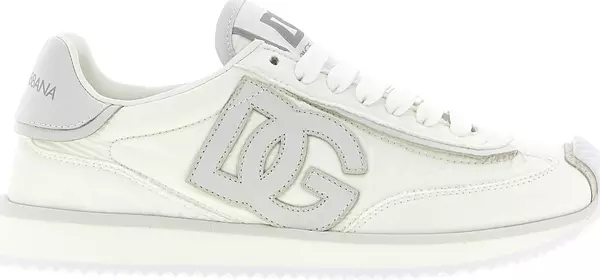 White Polyester Athletic Sneakers