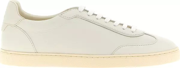 White Goatskin Low Top Sneakers